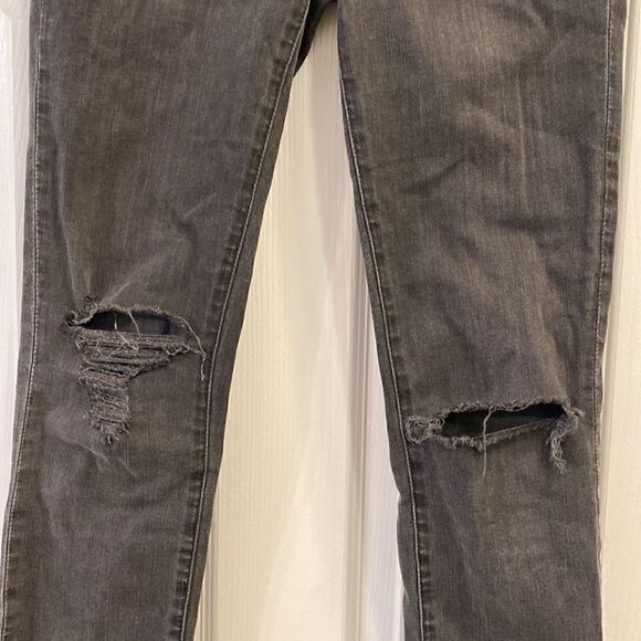Madewell Black 9” High Rise Skinny Jeans Distressed Destroyed Size 27T - Picture 4 of 14